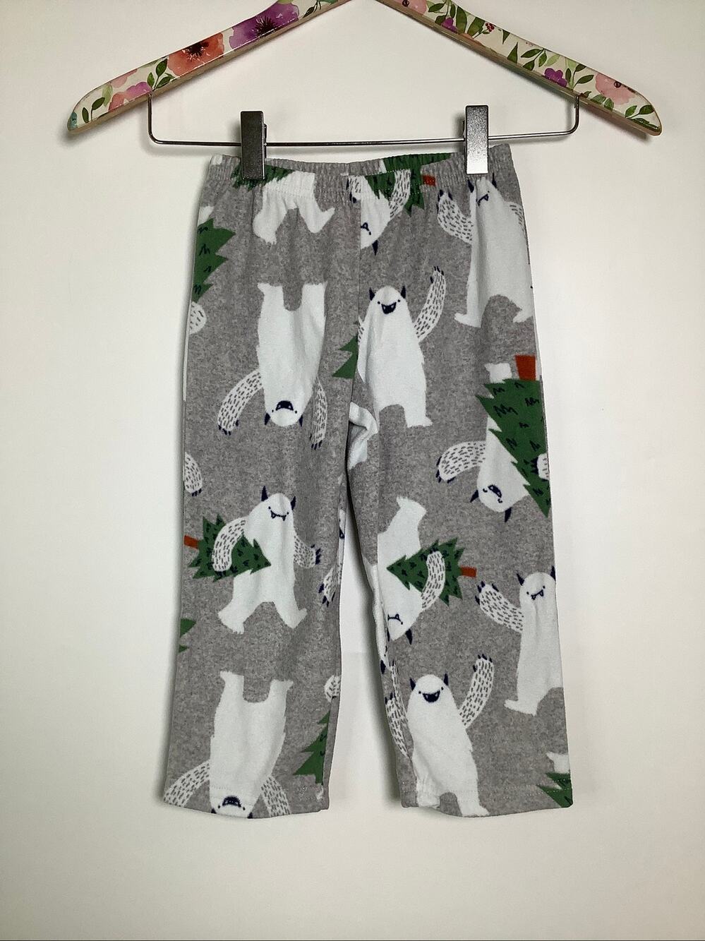 Carter’s Toddler 3T Gray Polar Bear Holiday Fleece Pajama Pants Sleepwear A17-3